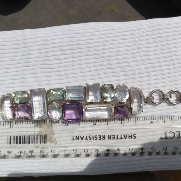 Stunning Artisan Mixed Quartz 925 Silver Bracelet - Picture 3 of 4